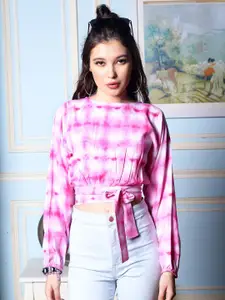 Sera Tie and Dye Print Crepe Crop Top