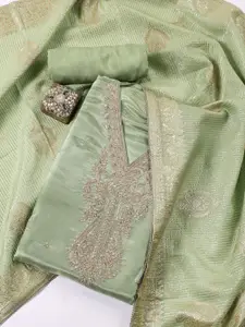 Meena Bazaar Floral Embroidered Sequinned Tissue Unstitched Dress Material