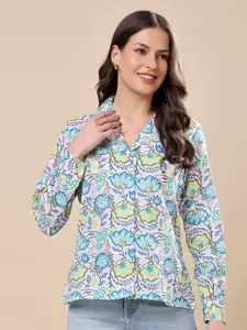 Moda Rapido Women Classic Floral Semi Sheer Printed Formal Shirt