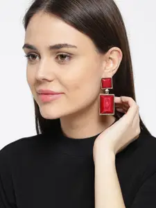 Priyaasi Gold-Plated Brass Geometric Shaped Artificial Stones Drop Earrings