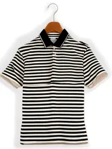 MACK JONNEY Men Regular Fit Striped Polo Collar Cotton T-shirt