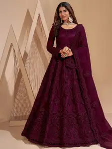 LADY SHOPI Women Floral Embroidered Gown With Dupatta