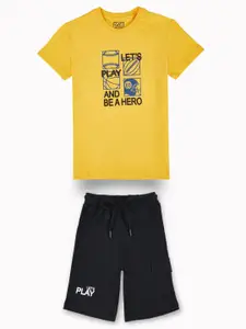 Gini and Jony Boys Printed Round Neck Pure Cotton T-shirt With Shorts