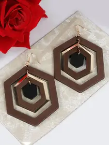 Priyaasi Wooden Geometric Shaped Drop Earrings