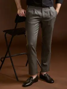 THE BEAR HOUSE Men Solid Regular Fit Formal Trouser