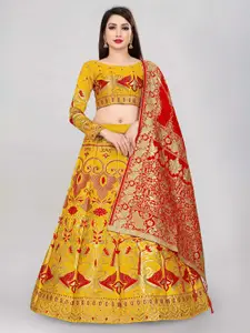 DIVASTRI Jacquard Woven Design Semi-Stitched Lehenga & Unstitched Blouse With Dupatta