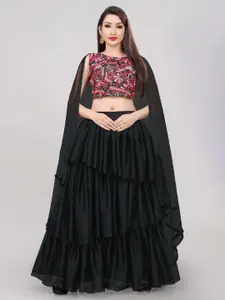 DIVASTRI Floral Embroidered Thread Work Semi-Stitched Lehenga & Unstitched Choli & Dupatta