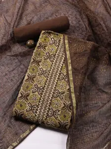 Meena Bazaar Floral Embroidered Sequinned Cotton Unstitched Dress Material