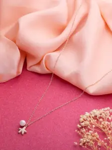 LIORA 925 Silver Jewellery Sterling Silver Rose Gold Plated Star Shaped Pendant & Chain