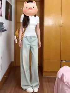 StyleCast Women Cotton Mid-Rise Heavy Fade Relaxed Fit Jeans