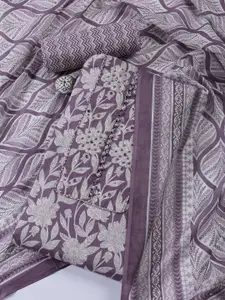 Meena Bazaar Floral Printed Sequinned Unstitched Dress Material