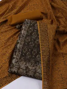 Meena Bazaar Floral Printed Gotta Patti Cotton Unstitched Dress Material