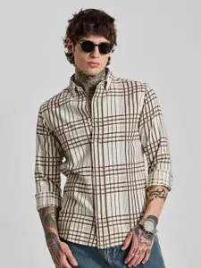 Snitch Men Smart Slim Fit Opaque Checked Casual Shirt