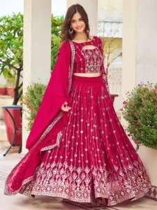 BAESD Embroidered Sequinned Semi-Stitched Lehenga & Unstitched Blouse With Dupatta