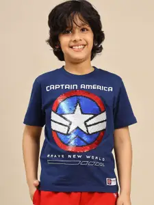 Kids Ville Boys Captain America Graphic Printed Round Neck Regular Fit Cotton T-shirt
