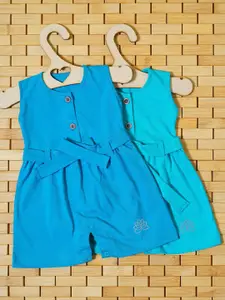 THE MAPLES FASHION Girls Pack of 2 Hosiery Cotton Knee Length  Dress With Belt