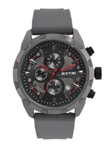 EXTRI Men Round Dial & Silicon Textured Straps Analogue Watch  X6077-F