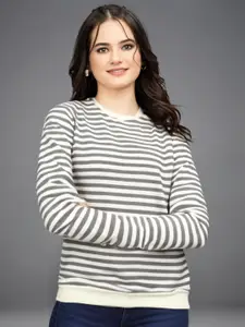 MACK JONNEY Women Striped Monochrome Pockets T-shirt