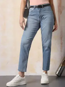 High Star Women Mom Slim Fit High Rise Light Fade Cotton Jeans