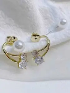 Celestique Artificial Stones Studded And Pearls Beaded Contemporary Studs