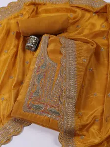 Meena Bazaar Floral Embroidered Sequinned Tissue Unstitched Dress Material