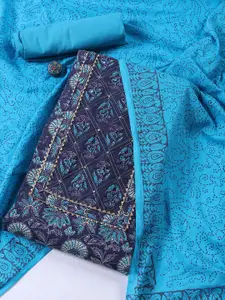 Meena Bazaar Floral Printed Gotta Patti Unstitched Dress Material