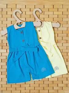 THE MAPLES FASHION Infant Girls Pack of 2 Hosiery Cotton A-Line Dress With Belt