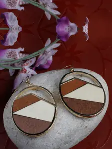 Priyaasi Gold-Plated Wooden Circular Shaped Drop Earrings