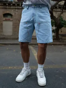 Powerlook Men Ice Blue Denim Shorts