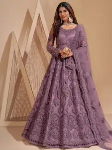 LADY SHOPI Women Floral Embroidered Gown With Dupatta