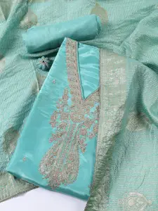 Meena Bazaar Floral Embroidered Sequinned Art Silk Unstitched Dress Material