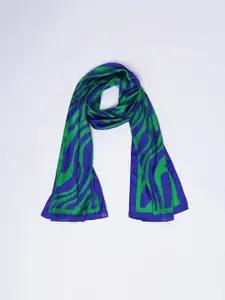 FableStreet Women Animal Print Scarf - Blue