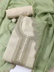 Meena Bazaar Floral Sequinned Embroidered Unstitched Dress Material