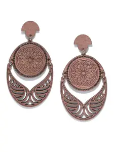 Priyaasi Wooden Teardrop Shaped Drop Earrings