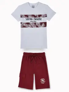 Gini and Jony Boys Printed Round Neck Pure Cotton T-shirt With Shorts