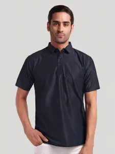 Moda Rapido Men Self Design Polo Collar Cotton T-shirt