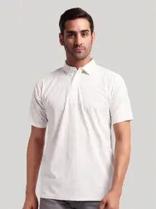 Moda Rapido Men Self Design Polo Collar Cotton T-shirt