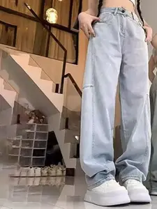 DressBerry Women Straight Fit High-Rise Light Fade Jeans