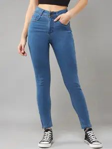 DOLCE CRUDO Women Skinny Fit High-Rise Light Fade Stretchable Jeans
