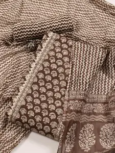 Meena Bazaar Floral Embroidered Sequinned Cotton Unstitched Dress Material