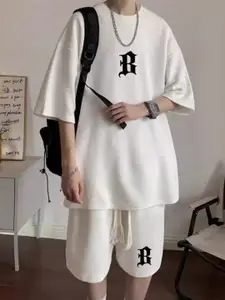 StyleCast Typography Printed T-Shirt With Shorts