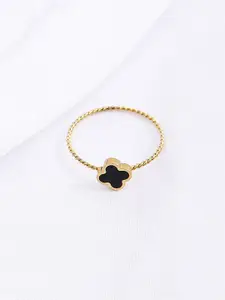 MYKI Gold-Plated Stainless Steel Floral Finger Ring