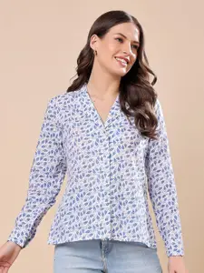 Moda Rapido Women Classic Floral Semi Sheer Printed Formal Shirt