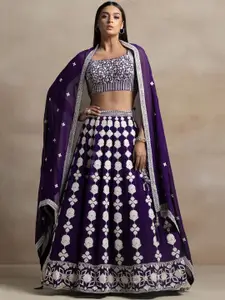 FABPIXEL Embroidered Semi Stitched Georgette Lehenga With Choli With Dupatta