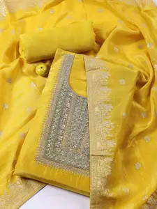 Meena Bazaar Floral Embroidered Sequinned Unstitched Dress Material