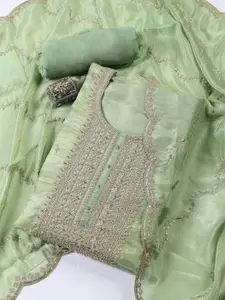 Meena Bazaar Floral Embroidered Sequinned Unstitched Dress Material