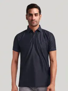 Moda Rapido Men Self Design Polo Collar Cotton T-shirt