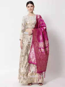 DIVASTRI Woven Design Jacquard Semi-Stitched Lehenga Choli With Banarasi Dupatta