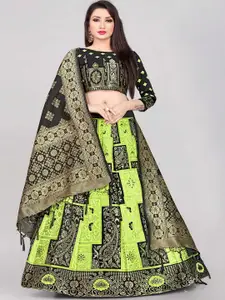 DIVASTRI Floral Woven Design Jacquard Semi-Stitched Lehenga & Unstitched Blouse & Dupatta
