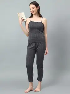 JJAAGG T Self Design Shoulder Straps Camisole With Capris